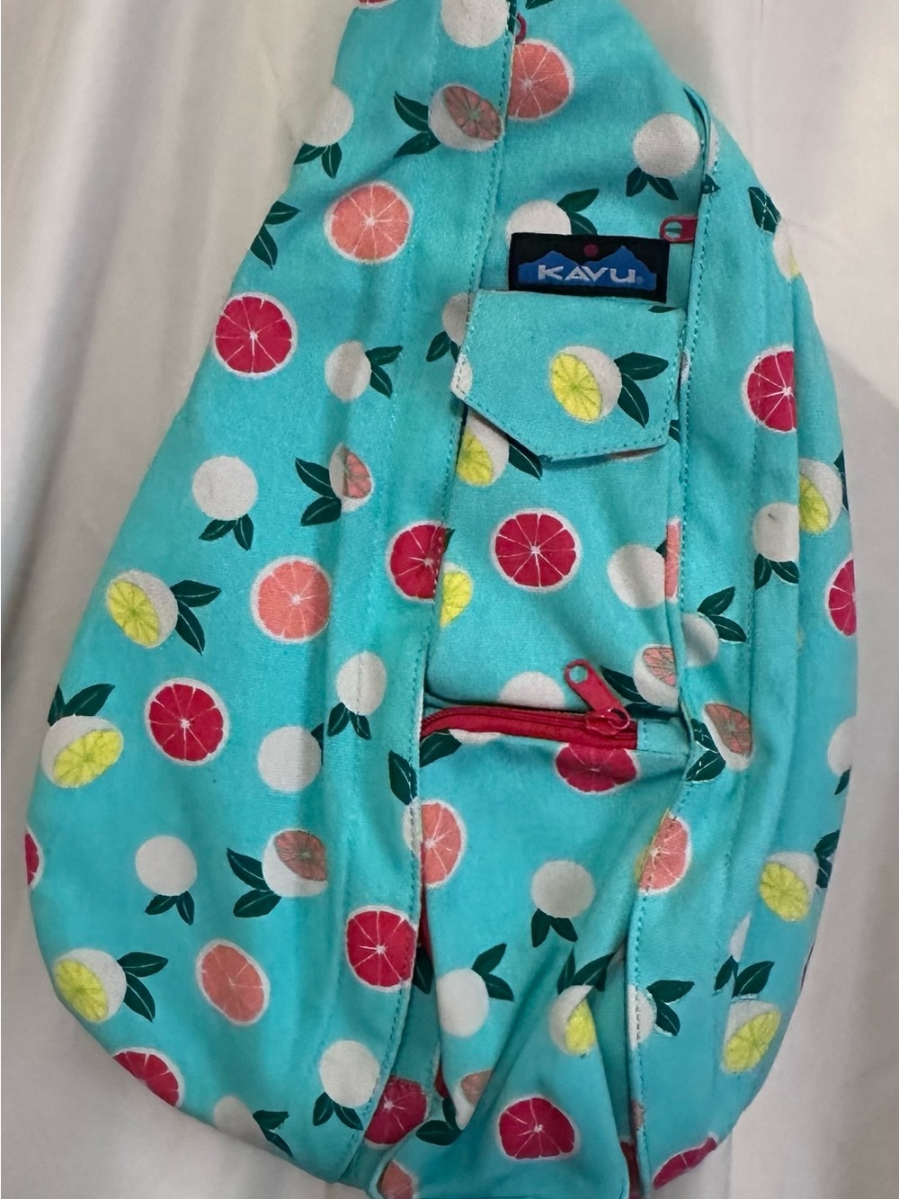 Kavu Aqua Citrus Print Ripe Bag - Turquoise with Multi-Colored Fruit